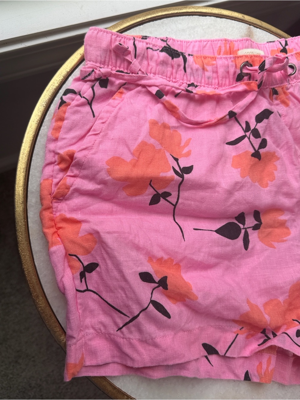 Pink Linen Drawstring Shorts - Picture 3 of 4